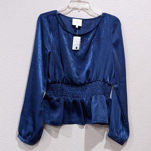 NWT - J.O.A. Blue Long Sleeved Blouse (Size: M)
